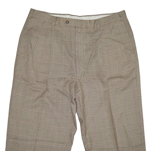 Tommy Hilfiger Pleated Khaki Plaid Pants Men's Size 36X29 Valentines Day Wool - Picture 4 of 6